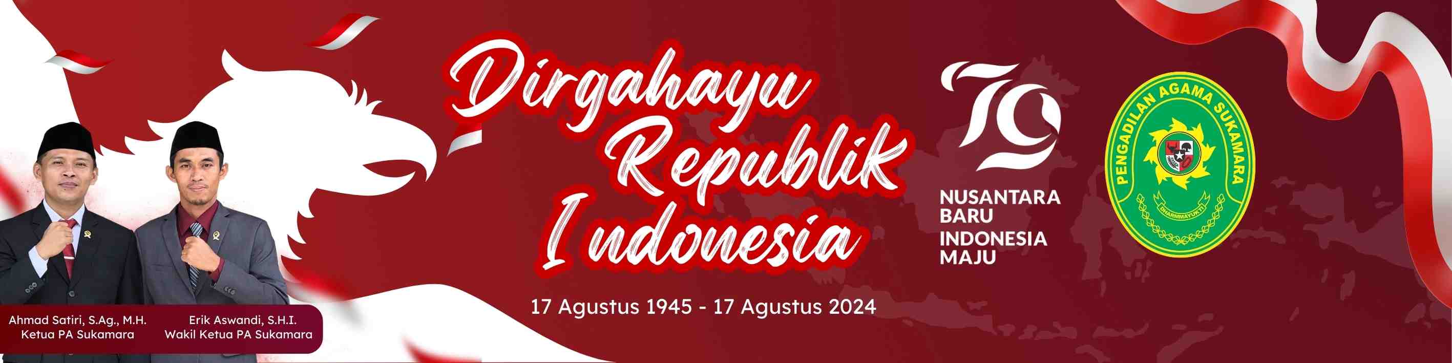 Spanduk Dirgahayu RI 79 banner 120 x 30 cm